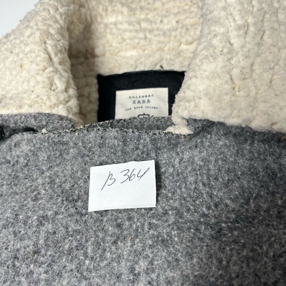 Zara Wool Jacket Coat Aviator Faux Fur Size 13-14Boys Gray White - Picture 15 of 15